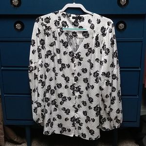 Black and white floral blouse
